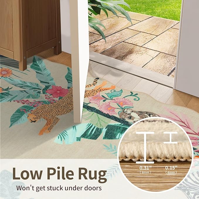 Rugxara 3x5 Rug for Entryway Bedroom, Leopard/Cheetah/Zebra/Tiger Print Throw - Image 6