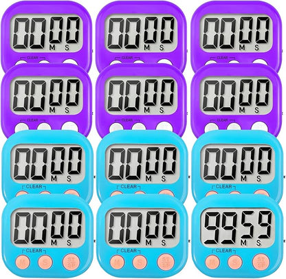 12 Pack Digital Kitchen Timer Small Classroom Timers by VOULOIR