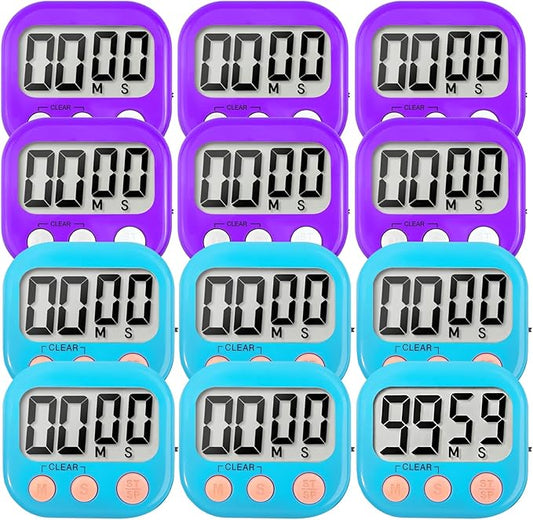 12 Pack Digital Kitchen Timer Small Classroom Timers by VOULOIR