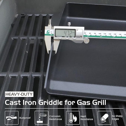 Cast Iron Griddle for Gas Grill Stove Top Plate Universal Flat Griddle Insert Stovetop Skillet Charcoal Electric Range Oven Large Cooking Pan Replacement Outdoor Camp Camping Part 23" x 16"