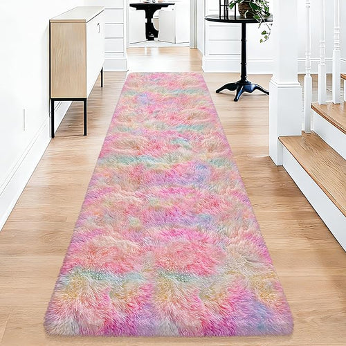 2x10 Feet Tie-Dye Rainbow Unicorn Rug by TENNOLA