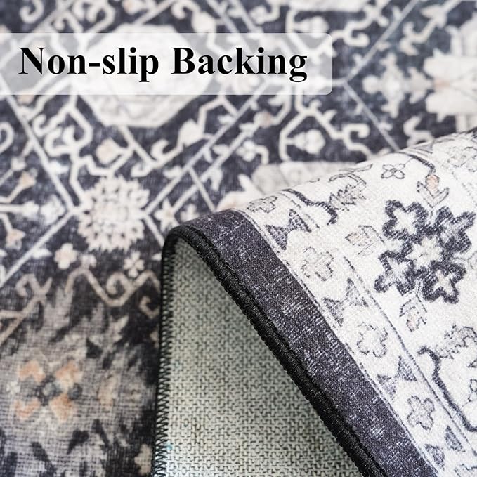 Washable 8x10 Living Room Rug: Vintage Low Pile Water Resistant Area Rug - Image 5