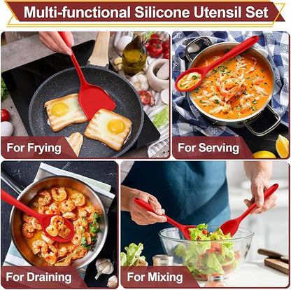 P&P CHEF Kitchen Utensil Set, 4 Pieces Non-stick Silicone Cooking Utensils - Image 5