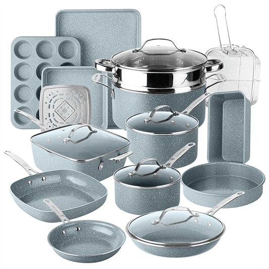 Granitestone Ceraluxe 20 Pc Ceramic Cookware Set Nonstick, Complete Pots and by Granitestone+