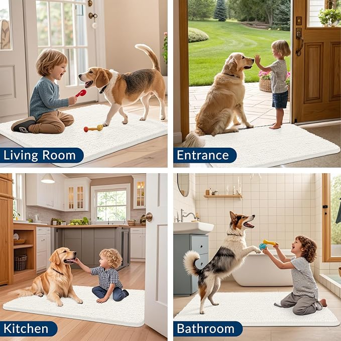 Smiry Dog Door Mat for Muddy Paws 48x30, Absorbent Dirt Trapper, Non-Slip - Image 7
