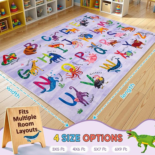 3x5 ABC Classroom Rug for Kids Playroom, Alphabet Rug - Image 2