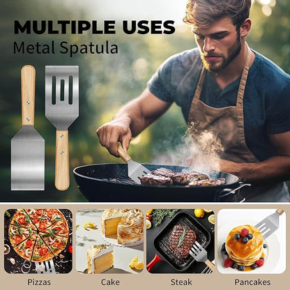 2 Pieces Stainless Steel Spatula Set, Metal Spatula - Image 4