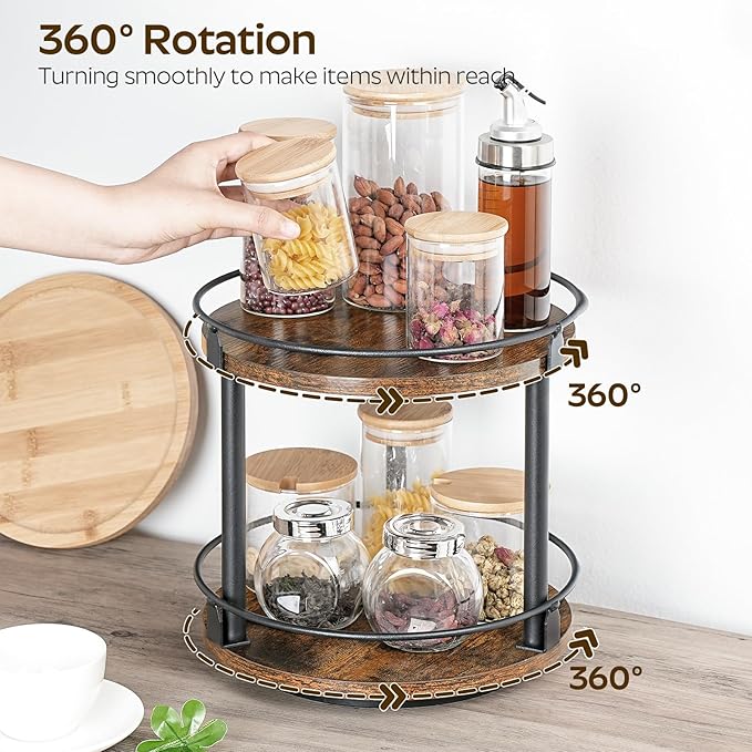 YATINEY Spice Rack, 2-Tier Turntable Organizer, Rotating Spice Rack Organizer - Image 3