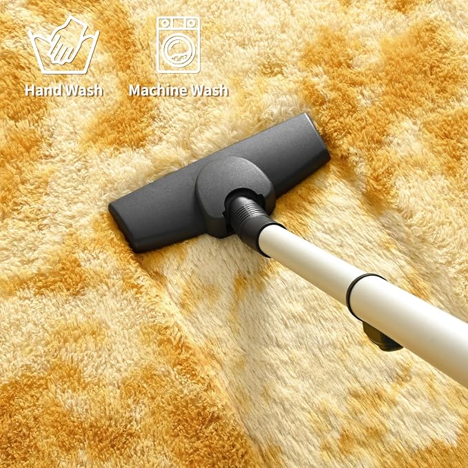 FlyDOIT Large Area Rugs for Living Room, 5x8 Feet Tie-Dyed Orange Shaggy Rug - Image 7