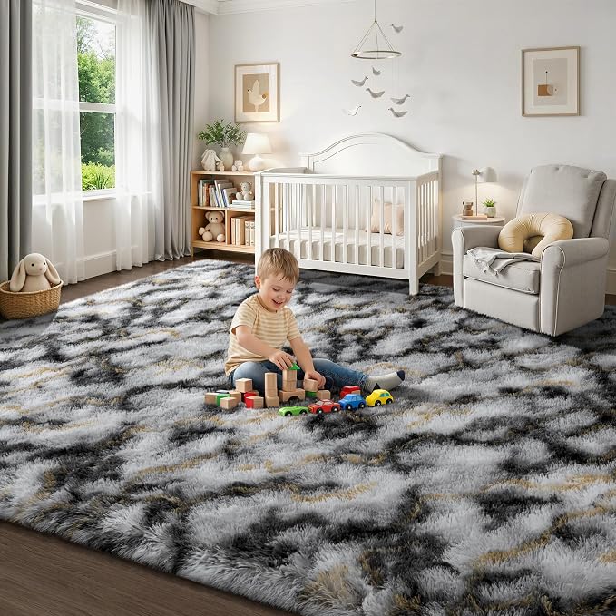 Deerhoo Shag Area Rug, 4 X 6 Tie-Dyed Plush Fuzzy Rugs - Image 8