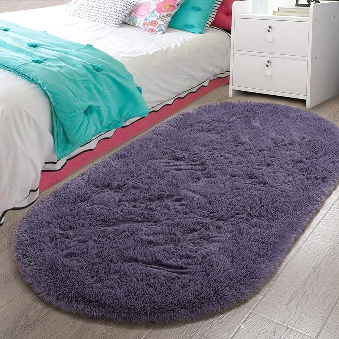 LOCHAS Bedroom Rug 2.6' x 5.3', Soft Oval Throw Rugs Carpet by LOCHAS