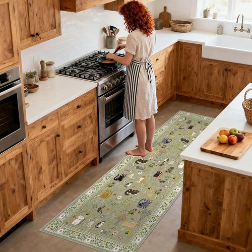 2x8 Washable Rug Runner, Non Slip Low Pile Hallway Cat Runner Rug, Stain - Image 2