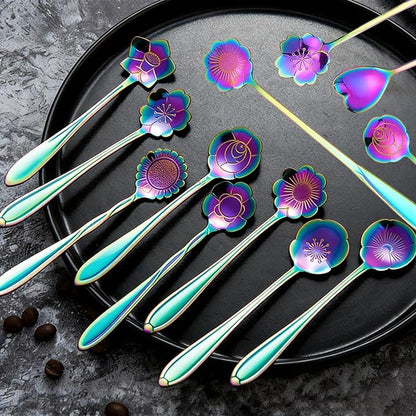 12 Pcs Flower Coffee Tea Spoons Set - Image 7