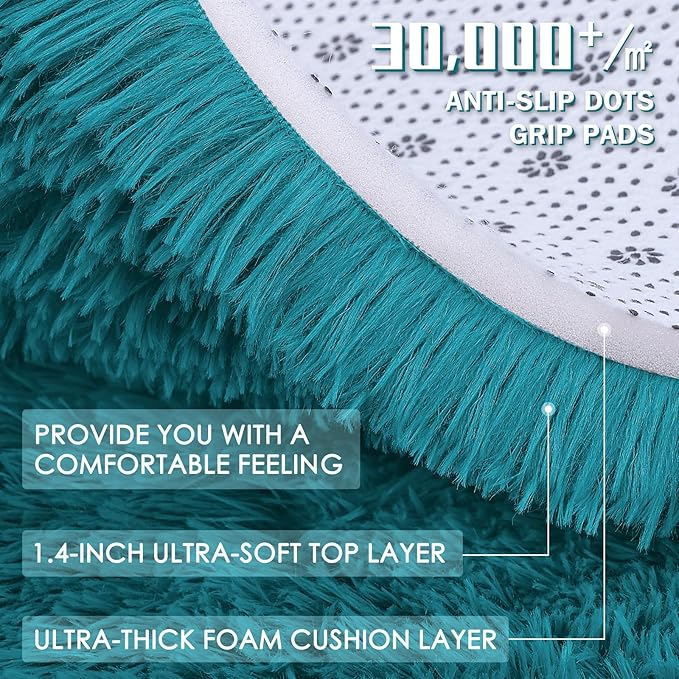 OLANLY 3x5 Machine Washable Small Bedside Rug, Soft Fluffy Shaggy Rugs - Image 8
