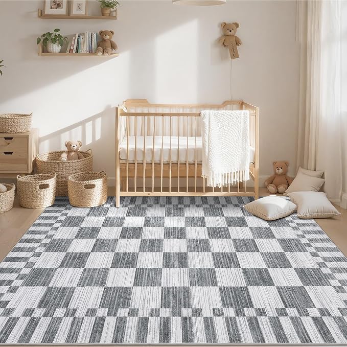 GarveeHome Grey Checkered Rug 4×6 Area Rugs - Image 3