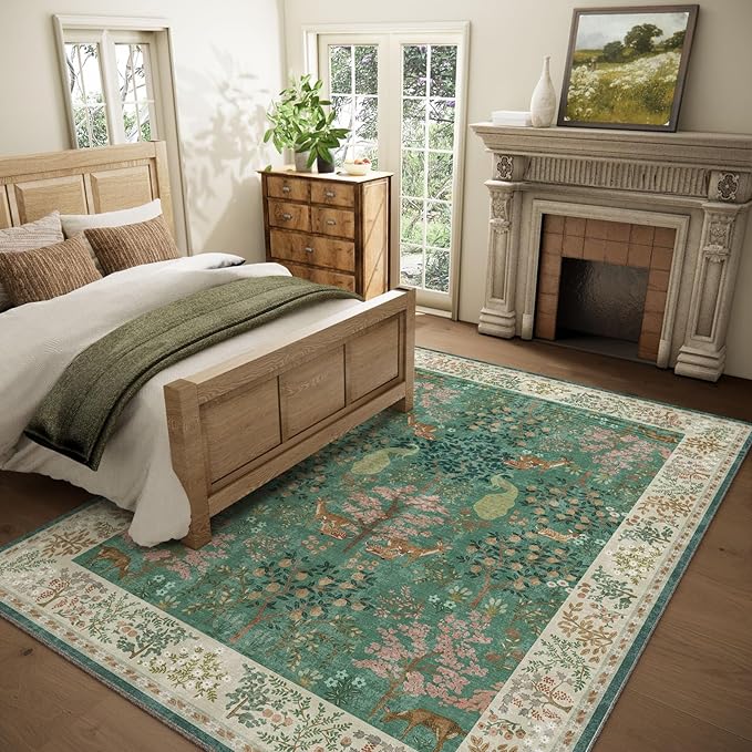 Machine Washable Rugs for Living Room: 9x12 Bedroom Rug Vintage Area Rug Stain - Image 2
