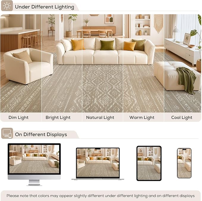 Nakagishi Area Rug Living Room Rugs: 10x14 Large Soft Machine Washable Boho - Image 9