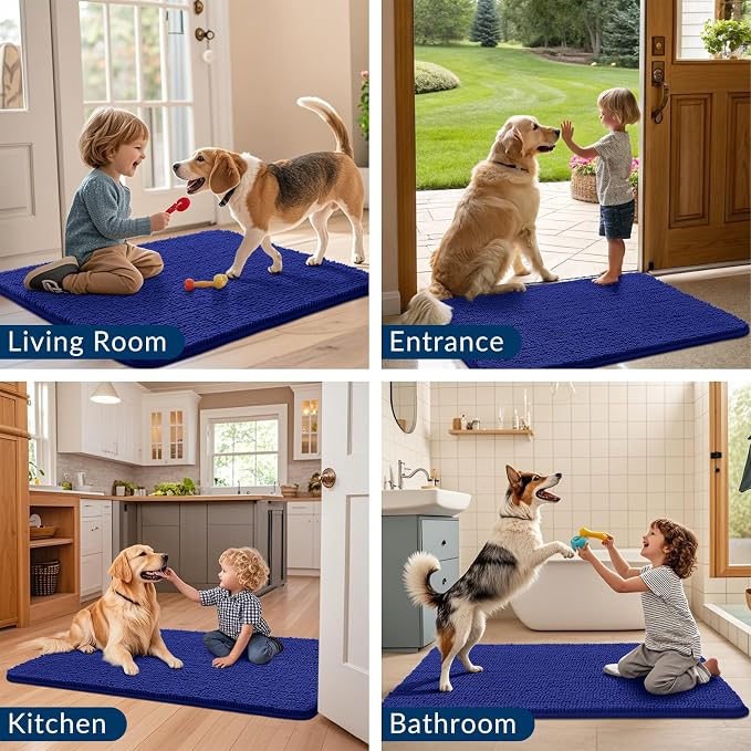 Smiry Dog Door Mat for Muddy Paws 40x32, Absorbent Dirt Trapper, Non-Slip - Image 7