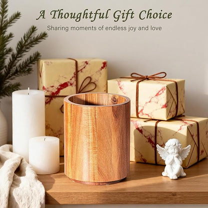 Criusia Utensil Holder 3 Pack, 360° Rotating Acacia Wood Cooking Utensil Crocks - Image 7