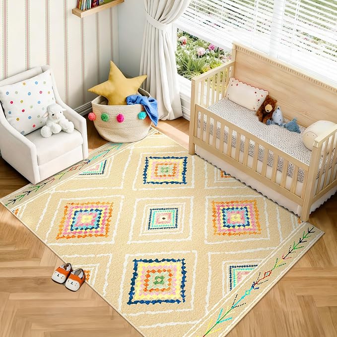 BESTSWEETIE Area Rug 6x9 Rug Machine Washable Non-Slip Low Pile Print Pattern by BESTSWEETIE