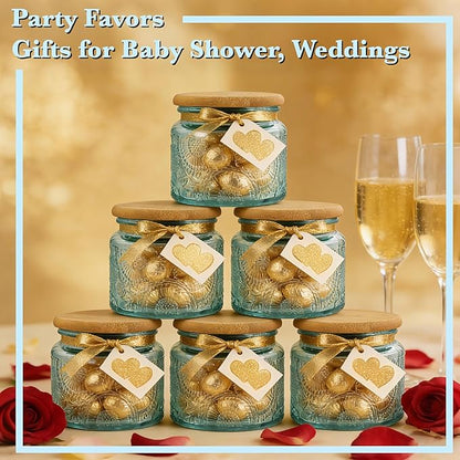 4 oz Blue Mini Glass Jars with Airtight Bamboo Lids 6 pack, Decorative Small - Image 4