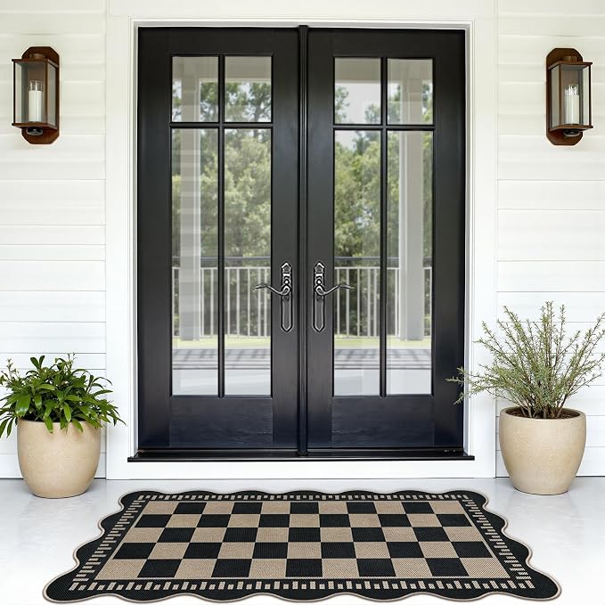 Checkered Easy Jute 3x5 Outdoor Patio Rug, Washable Rugs - Image 7