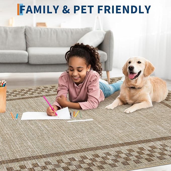 GarveeHome Washable Area Rug 4x6 Small Living Room Rugs Modern Bordered Soft - Image 3