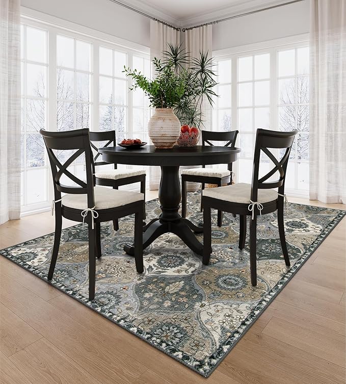 Lahome Moroccan Washable Living Room Rug, 5x8 Rugs - Image 3