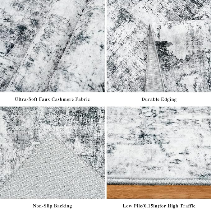 12x15 Area Rug for Living Room – Large Modern Neutral Abstract Thin Washable - Image 3