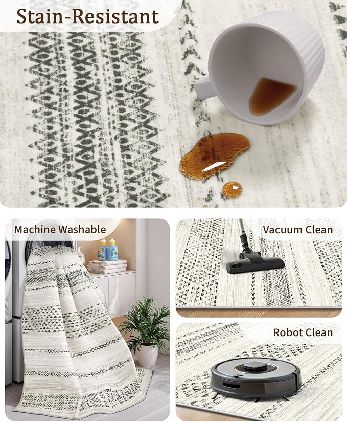 Miukiki 6x9 Area Rug for Living Room Moroccan Washable Rugs Non Slip Indoor - Image 4