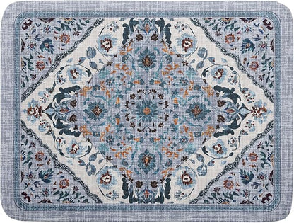 Boho Flower Dish Drying Mat Blue Bohemian Dishes Drainer Rack Mat 18x24 Inch by Giwawa