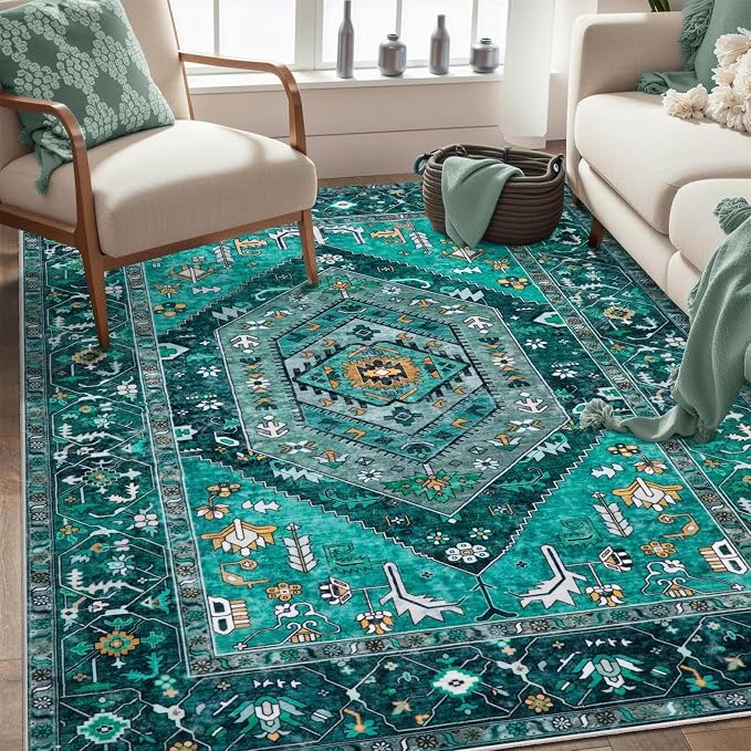 SERISSA Area Rug 3x5 Boho Teal Rugs - Image 5