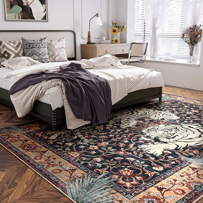 Moynesa Tiger Washable Area Rugs 8x10, Large Boho Rugs - Image 9