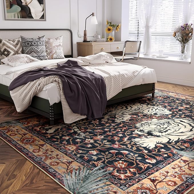 Moynesa Tiger Washable Area Rug, Boho 6x9 Rug - Image 7