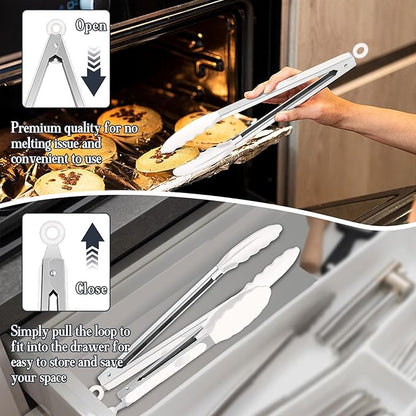 TeamFar Kitchen Tongs, Heat Resistant Silicone Tongs, Locking Design & - Image 6
