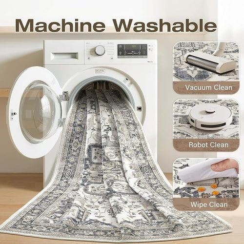 6x9 Washable Area Rugs for Living Room, Large Rug Non Slip Backing Vintage - Image 2