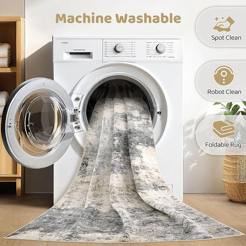 10x14 Area Rugs Living Room: Washable Large Abstract Modern Soft Rug Stain - Image 2