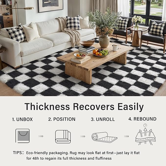 PureCozy Checkered Rug 5x7 for Living Room - Image 5