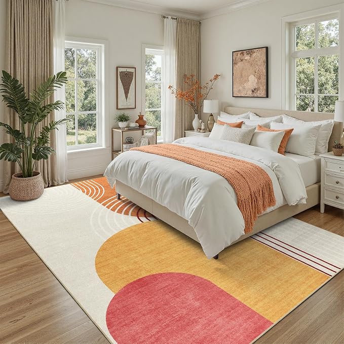 DCX Abstract Machine Washable 7x9 Rug, Mid Century Modern Rug - Image 4