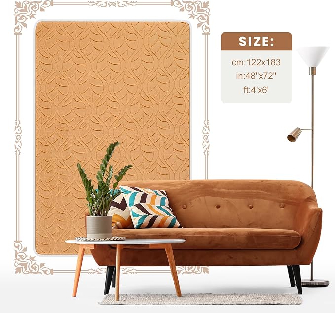 Macgace 4x6 Apricot Area Rug, Soft Shag Carpet Washable Bedroom Nursery Rug - Image 9