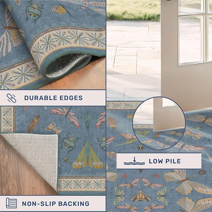 Colorful Vintage Runner Rug 3x10, Washable Carpet - Image 4