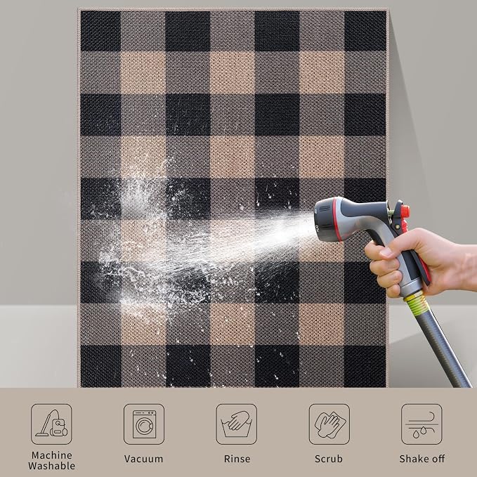 Tangsoo Checkered Easy Jute Rug 5x7 Large Washable Area Rug - Image 3