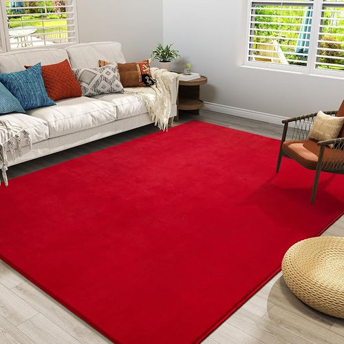 Amearea Large Modern Area Rugs for Bedroom Living Room, 6x9 Feet Red Thickened by AmeareaDirect