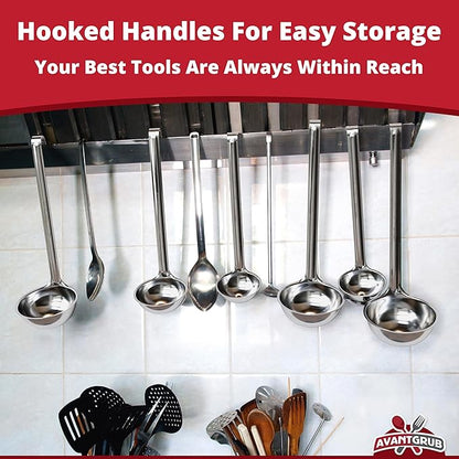 Sturdy, Ergonomic Combo Sizes Ladles 5 Pk. 1 2 4 6 8 Oz Stainless Steel Ladle - Image 7