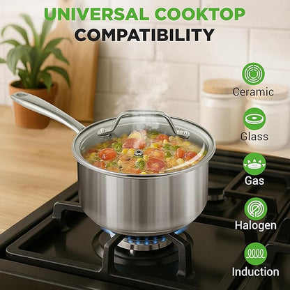 NutriChef 2-Quart Stainless Steel Saucepan - Image 3