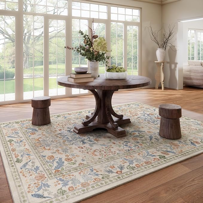 8x10 Area Rugs for Living Room: Washable Bedroom Rug Vintage Area Rug Stain - Image 7