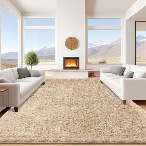 9x12 Beige Area Rugs for Living Room, Large Fluffy Shag Rug for Bedroom Boys by Unknown