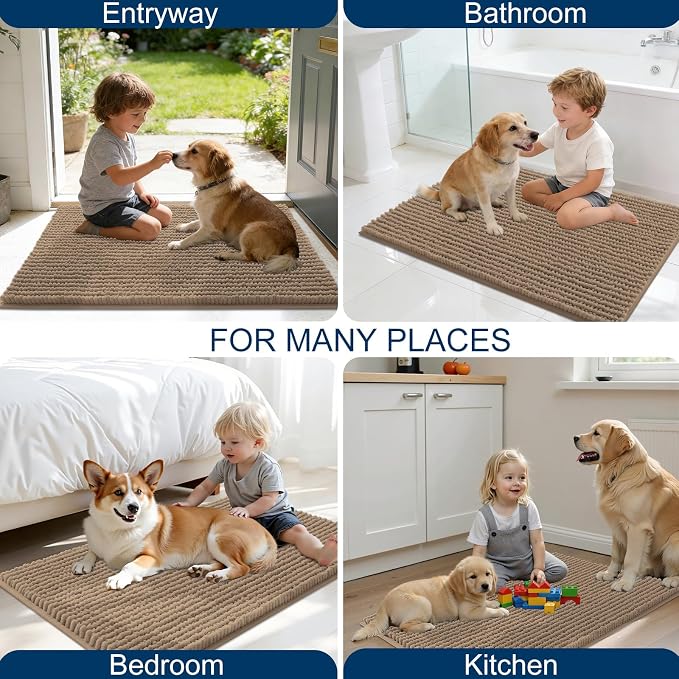 OLANLY Dog Door Mat for Muddy Paws 44x24, Ultra Absorbent Chenille Mud Doormat - Image 8