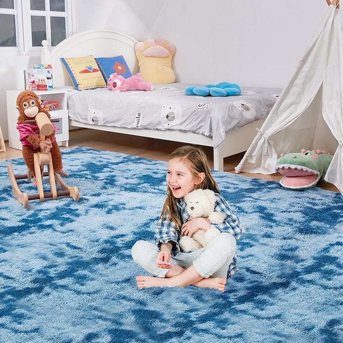 Ultra Soft Rug for Living Room, 9X12 Fluffy Shag Area Rug for Bedroom, Modern - Image 3