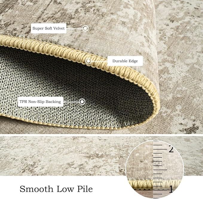 Toneed Abstract Area Rug Modern Washable Rug Soft Non Slip Rug Low Pile - Image 5